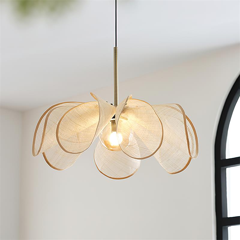 Warm Brown Shade Bohemian Plant Fiber Pendant Lamp
